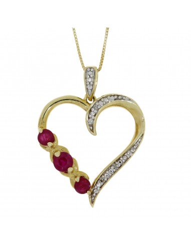 .32ct Ruby Diamond Heart Love Pendant 10KT Yellow Gold À commander