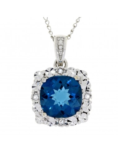 Blue Topaz Diamond Fashion Pendants 10KT White Gold acheter