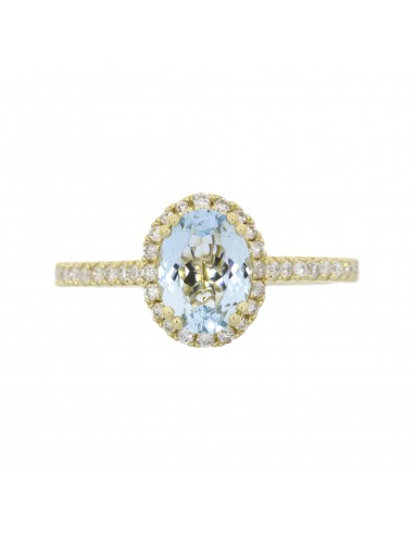 Genuine 1.37ct Aquamarine Diamond Ring 14KT Yellow Gold Voir les baskets