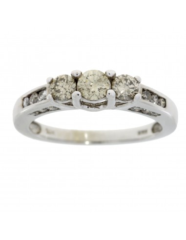 Natural 1.00ct Diamond 3 Stone Ring 10KT White Gold Par le système avancé 