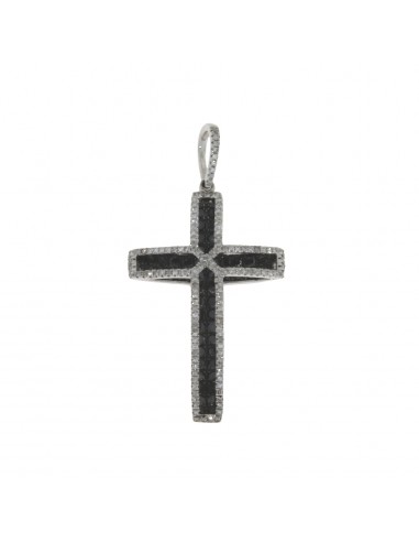 Black Diamond Cross Religious Pendant 10KT White Gold En savoir plus