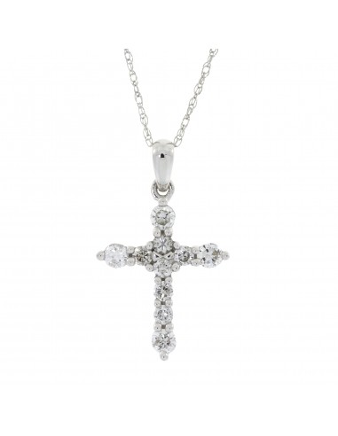 .35ct Diamond Cross Religious Pendant 14KT White Gold pas cher 