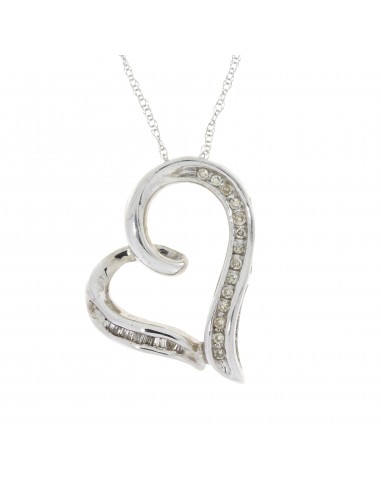 .10ct Diamond Heart Love Pendant 10KT White Gold soldes