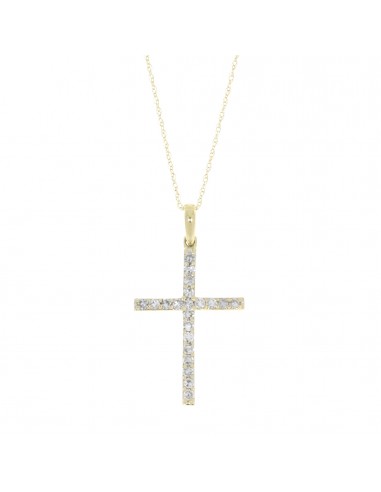 .26ct Diamond Cross Religious Pendant 14KT Yellow Gold rembourrage situé sous