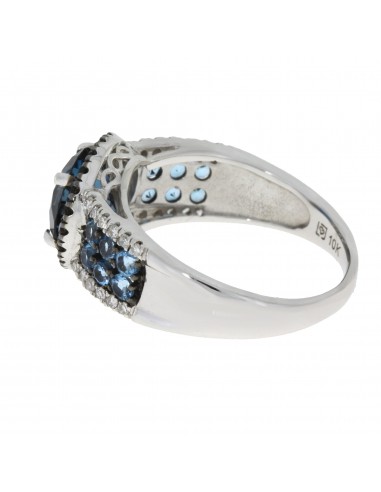 Genuine 3.15ct Blue Topaz Diamond Ring 10KT White Gold ou a consommer sur place