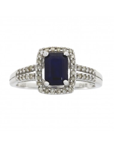 Natural 1.40ct Sapphire Diamond Ring 14KT White Gold acheter