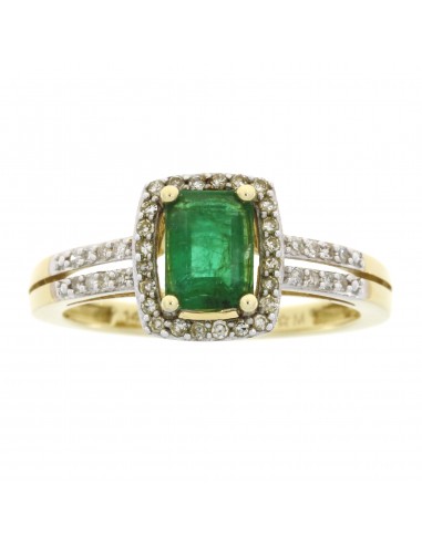 Genuine 1.20ct Emerald Diamond Ring 14KT Yellow Gold brillant des détails fins