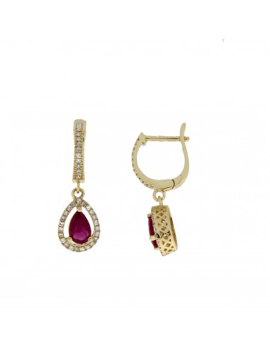 1.36ct Ruby Diamond Dangle Earrings 14KT Yellow Gold Le MVP de beaucoup