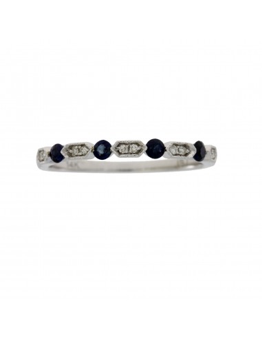 Sapphire Diamond stackable band set 14KT White Gold Pour