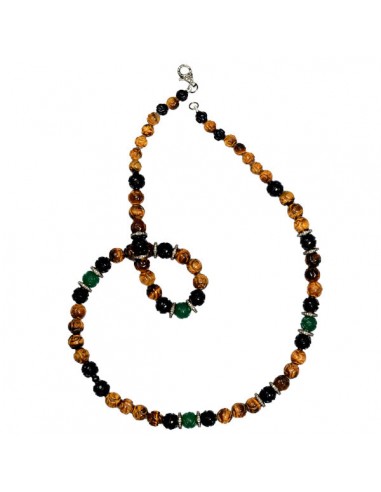 Onyx Tiger Eye Diamond Beaded Necklace 925 Sterling Silver Jewelry à prix réduit toute l'année