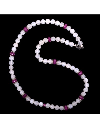 Moonstone Ruby Beaded Necklace Diamond 925 Sterling Silver Jewelry online