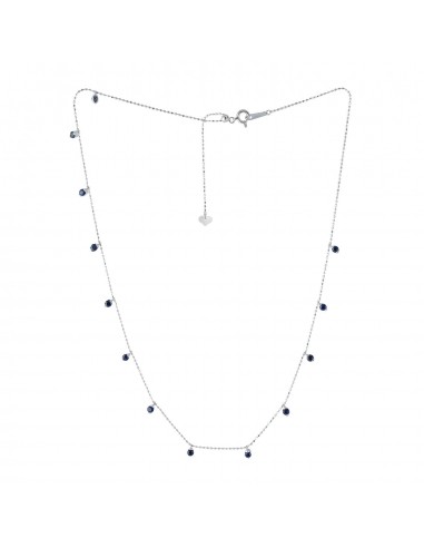 18k White Gold Station Pattern Necklace Pendant Blue Sapphire Gemstone Jewelry pour bénéficier 