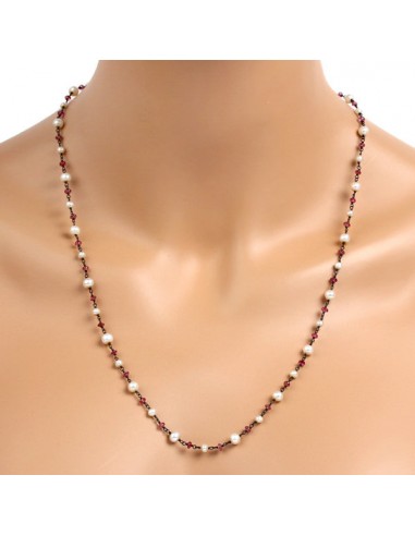 Pearl & Tourmaline Beaded Chain Necklace 925 Sterling Silver Jewelry de l' environnement