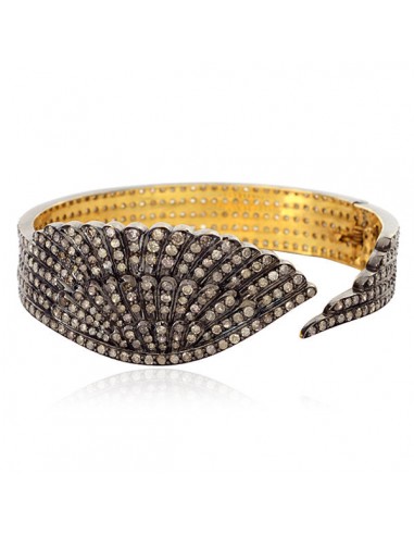 Pave Diamond 18k Gold 925 Sterling Silver Designer Bangle Fashion Jewelry Véritable concentré