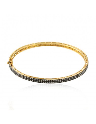 Sparkle Natural Diamond Pave 14k Gold Silver Sleek Bangle Women's Jewelry Les magasins à Paris