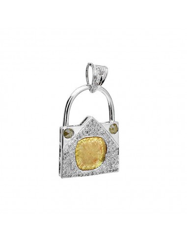 Studded Diamond Padlock Pendant 14k White Gold Handmade Jewelry Vous souhaitez 