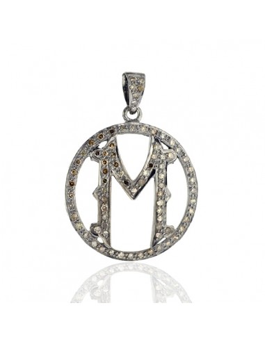 Diamond 925 Sterling Silver Initial "M "Alphabet Pendant Fashion Jewelry paiement sécurisé