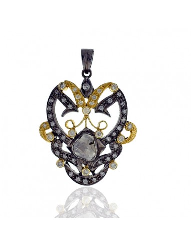 Studded Diamond Antique Charm Pendant 18k Gold Sterling Silver Jewelry de l' environnement