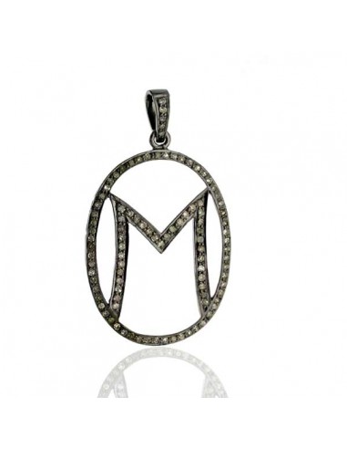 925 Sterling Silver Diamond Initial Alphabet "M" Pendant Handmade Jewelry Véritable concentré