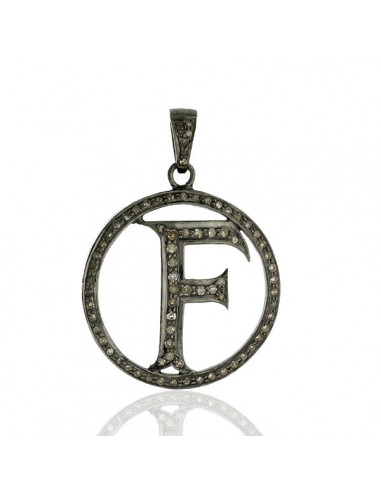 Pave Diamond 925 Sterling Silver Initial "F" Pendant Handmade Jewelry d'Europe débarque