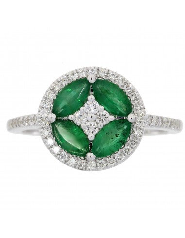 Natural 1.28ct Emerald Diamond Ring 14KT White Gold Fin de série