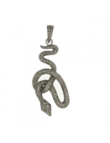 Pave Diamond 18k Gold Silver Ruby Snake Design Pendant Jewelry france