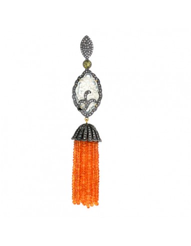 Diamond 18k Gold Sterling Silver Carved Gemstone Tassel Pendant Jewelry Venez découvrir notre 