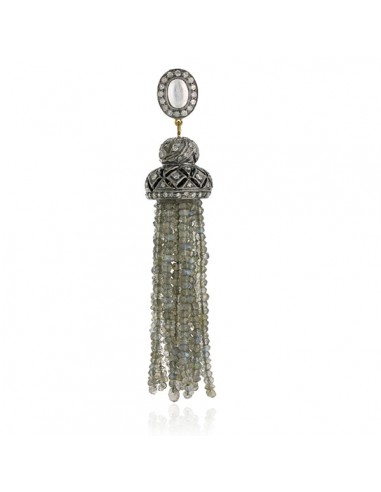 Moonstone Beads Tassel Pendant 925 Sterling Silver 18k Gold Jewelry en linge