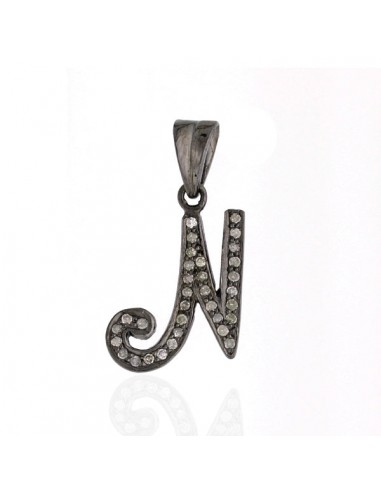 Diamond 925 Sterling Silver Initial "N" Pendant Women Jewelry les muscles