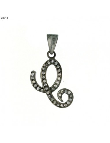 Natural Diamond Handmade Initial Pendant 925 Sterling Silver Jewelry de votre