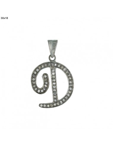 Pave Diamond 925 Sterling Silver Alphabet "D" Charm Pendant Jewelry Women Voir les baskets