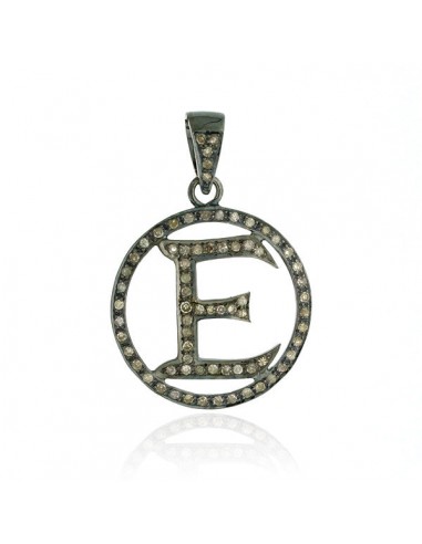 Pave Diamond 925 Sterling Silver Alphabet "E" Pendant Women's Jewelry brillant des détails fins