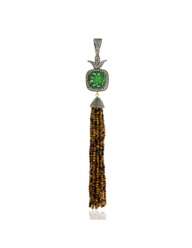 Pave Diamond Gemstone Tassel Pendant 18k Gold 925 Sterling Silver Jewelry Toutes les collections ici