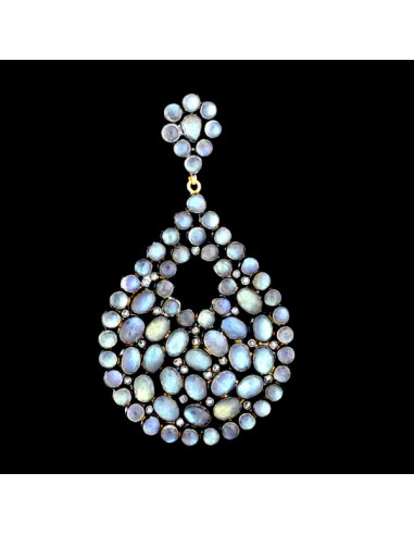 Oval Bezel Set Moonstone Gemstone Pendant Diamond 925 Sterling Silver Jewelry Livraison rapide