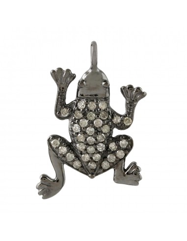 Halloween Sal Pave Diamond Frog Pendant 925 Sterling Silver Handmade Jewelry 2023