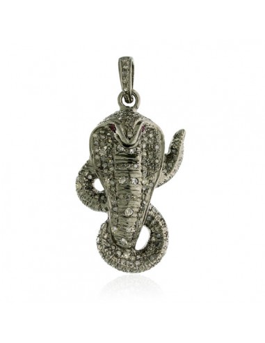 Pave Diamond Snake Charm Pendant 925 Silver Handmade Jewelry Halloween Gift le concept de la Pate a emporter 