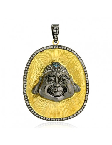 18k Gold Diamond Sterling Silver Laughing Buddha Design Pendant Jewelry livraison et retour toujours gratuits