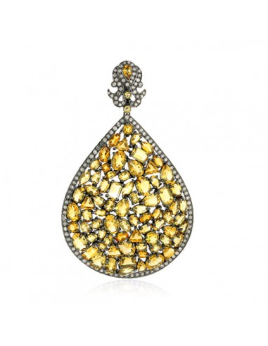 Prong Set Citrine Cluster Pendant 18k Gold Silver Diamond Jewelry Paris Déstockage Promo