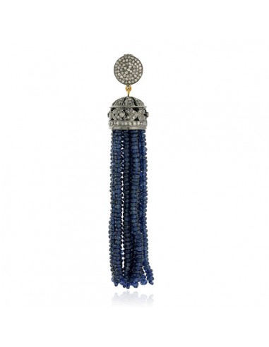 Sapphire Beads Tassel Pendant 925 Silver 18k Gold Jewelry commande en ligne