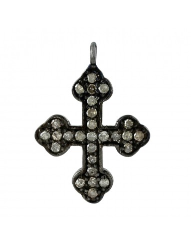 Pave Diamond Religious Cross Pendant 925 Sterling Silver Handmade une grave pollution 