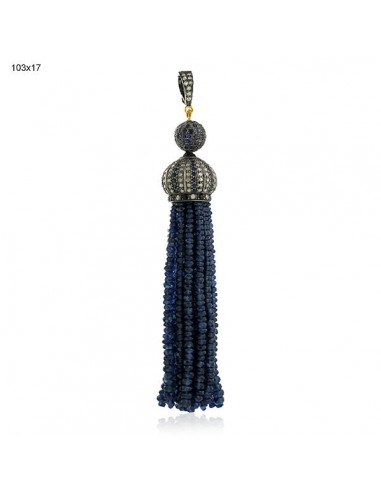 Sapphire Beads Tassel Pendant Emerald 18k Gold 925 Sterling Silver Jewelry Gift de l' environnement