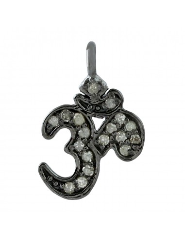 Pave Diamond Sterling Silver Religious Om Charm Necklace Pendant Jewelry Les magasins à Paris