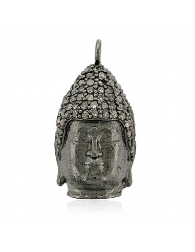 Natural Pave Diamond 925 Sterling Silver Buddha Pendant Religious Jewelry pas cheres