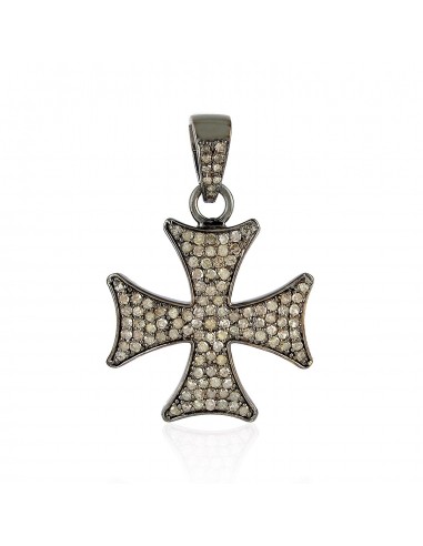 Diamond 925 Sterling Silver Vintage Look Holy Cross Charm Pendant Jewelry destockage