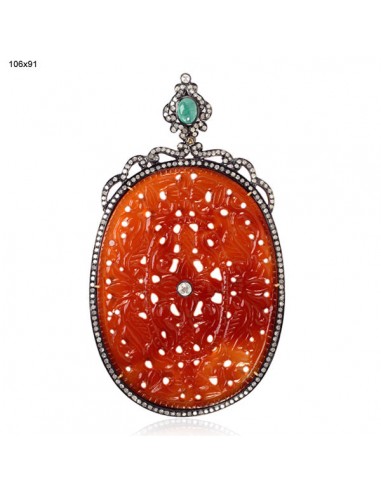 Agate Pendant 925 Silver 18k Yellow Gold Diamond Jewelry Dans la société mordern