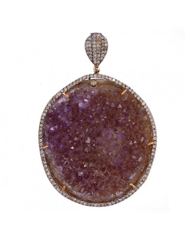 Pave Diamond 18k Gold Agate 925 Sterling Silver Pendant Fashion Jewelry de l' environnement