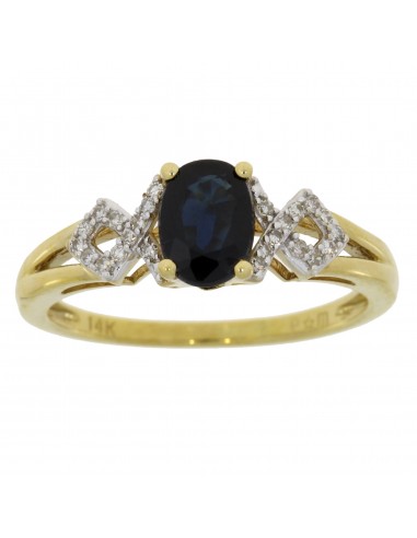 Natural 1.02ct Sapphire Diamond Ring 14KT Yellow Gold soldes