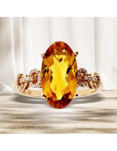 Natural 3.63ct Citrine Diamond Ring 14KT Rose Gold Comparez plus de prix