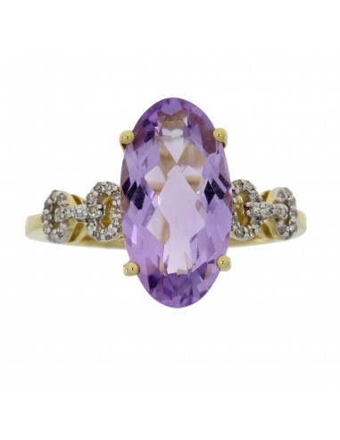 Natural 4.63ct Amethyst Diamond Ring 14KT Yellow Gold livraison et retour toujours gratuits