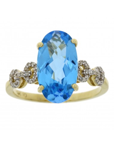 Natural 4.63ct Blue Topaz Diamond Ring 14KT Yellow Gold de votre